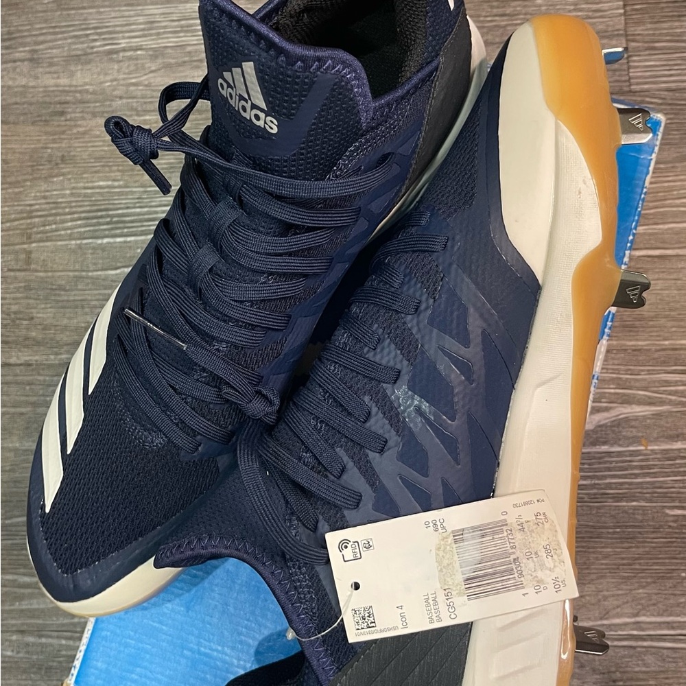 Adidas Navy and White Baseball Cleats NWT